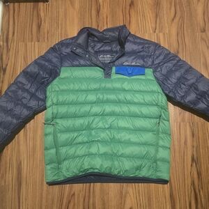 Eddie Bauer Green and Navy Puffer Jacket